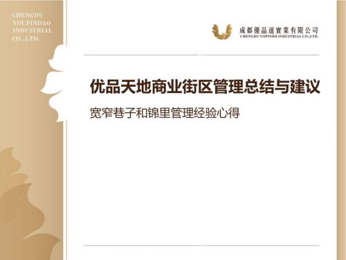 成都優(yōu)品天地商業(yè)街寬窄巷子與錦里運(yùn)營(yíng)管理總結(jié)