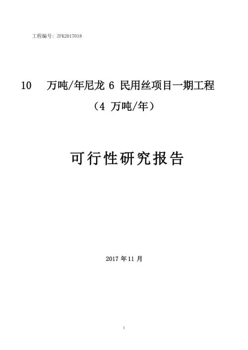 年產10 萬噸尼龍6 民用絲項目一期工程項目可行性研究報告（115頁）