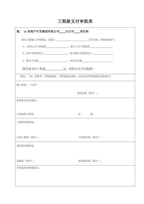 房地產(chǎn)工程款支付審批表（14頁）.docx