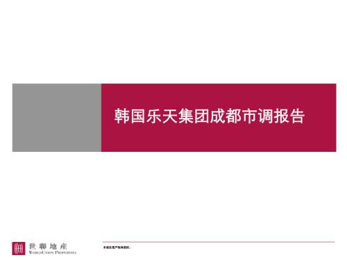 成都韓國樂天攀成鋼城市綜合體項目市場調(diào)查報告