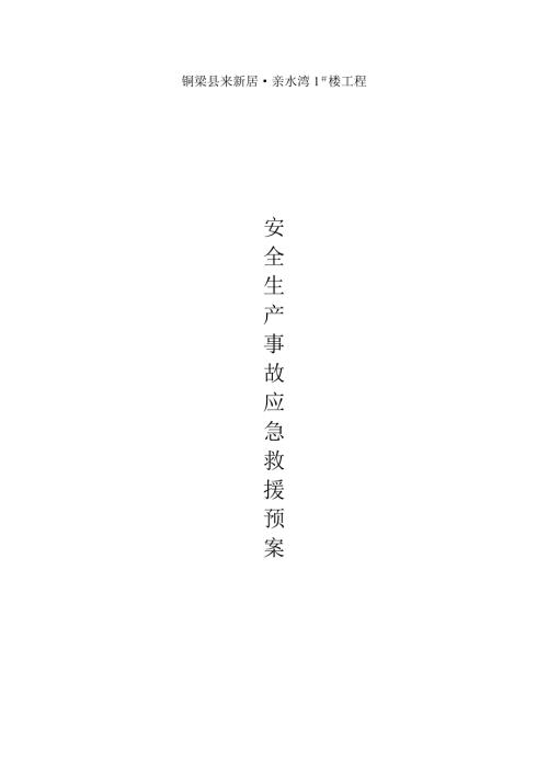 銅梁縣來新居親水灣住宅樓工程安全生產事故應急救援預案（77頁）