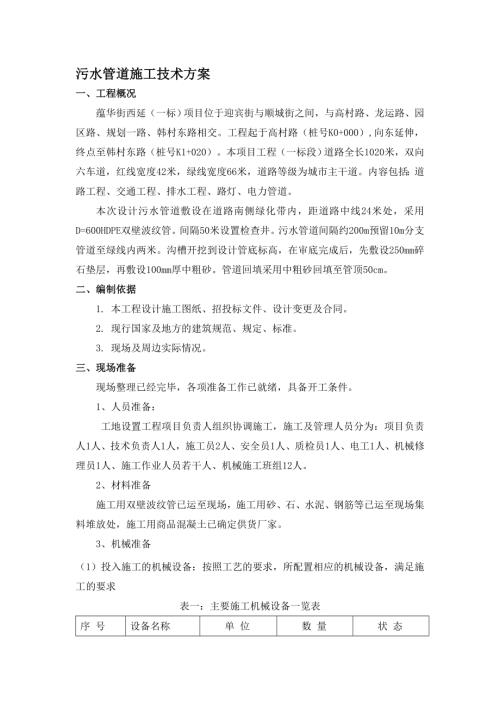 污水管道施工技術方案（12頁）