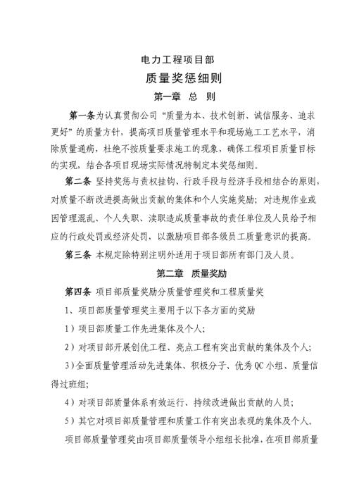 電力工程項目部質量獎懲細則（15頁）