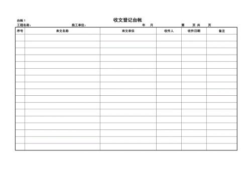 科技公司宿舍樓新建工程項目監理常用臺賬記錄表格（2頁）