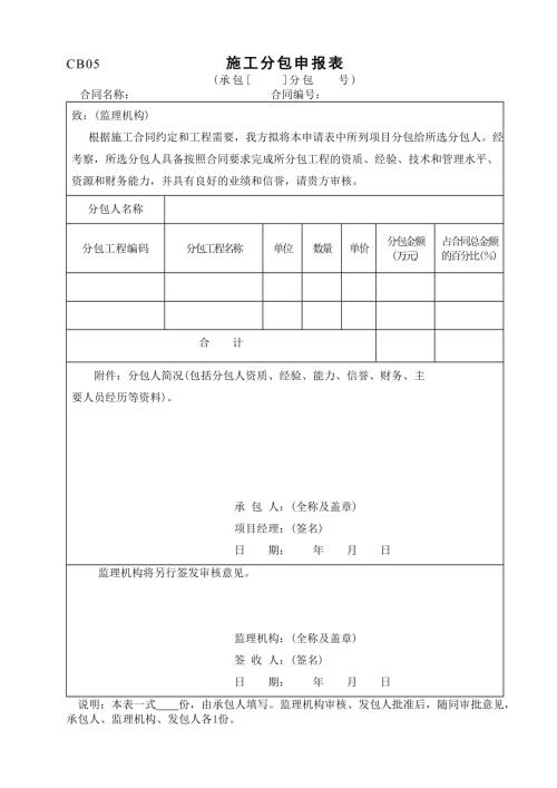 工程項目施工分包申報表.doc