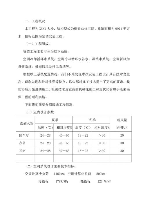 大樓空調(diào)安裝工程施工組織設(shè)計方案（70頁）