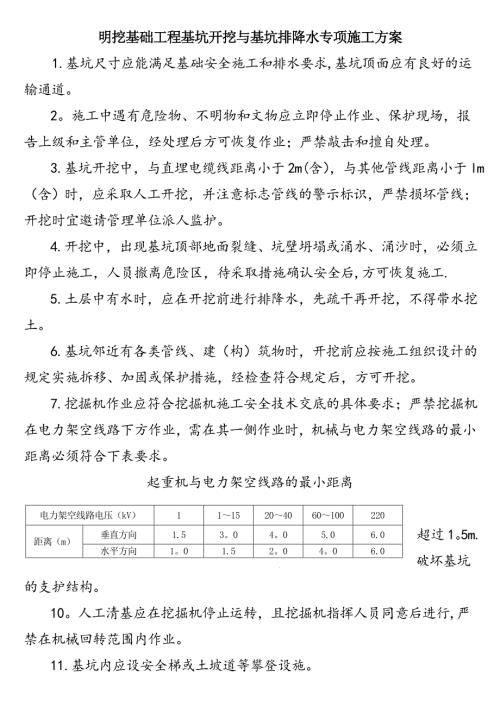 明挖基礎工程基坑開挖與基坑排降水專項施工方案（20頁）