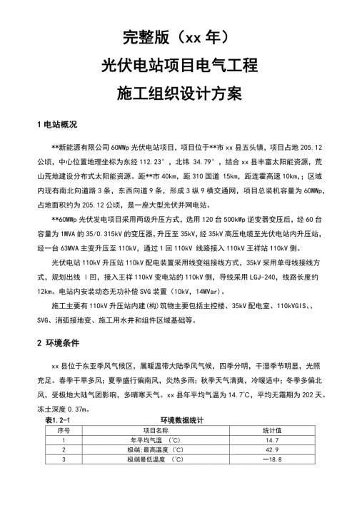 光伏電站項目匯流箱安裝工程施工組織設計方案（66頁）