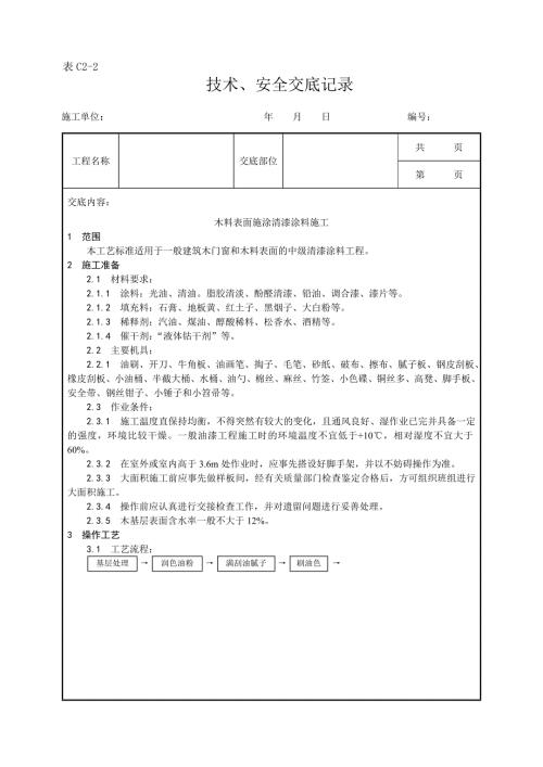 木料表面施涂清漆涂料施工工藝
