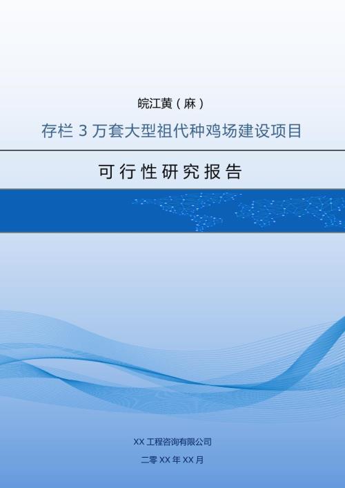 皖江黃麻存欄3萬套大型祖代種雞場建設項目可行性研究報告109頁