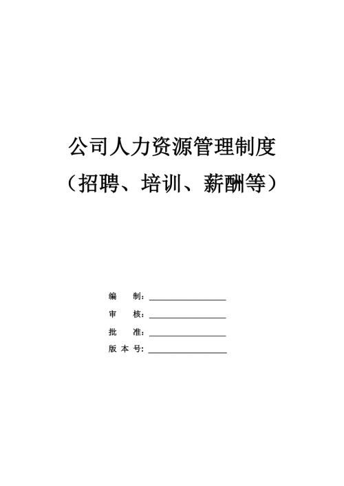 公司人力資源管理制度招聘培訓(xùn)薪酬等