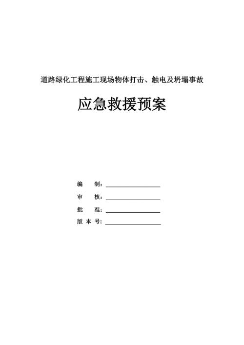 道路綠化工程施工現場物體打擊觸電及坍塌事故應急救援預案29頁