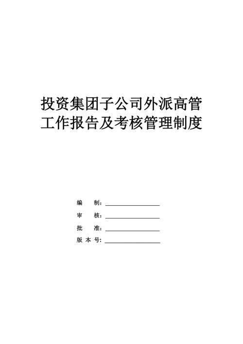 投資集團(tuán)子公司外派高管工作報(bào)告及考核管理制度