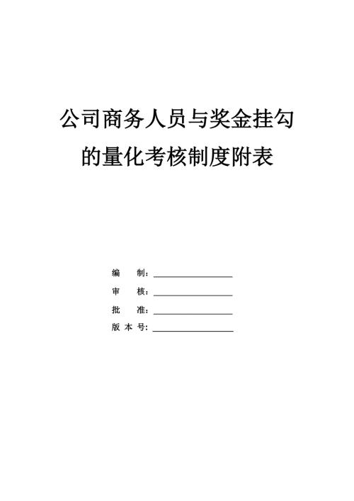 公司商務人員與獎金掛勾的量化考核制度附表