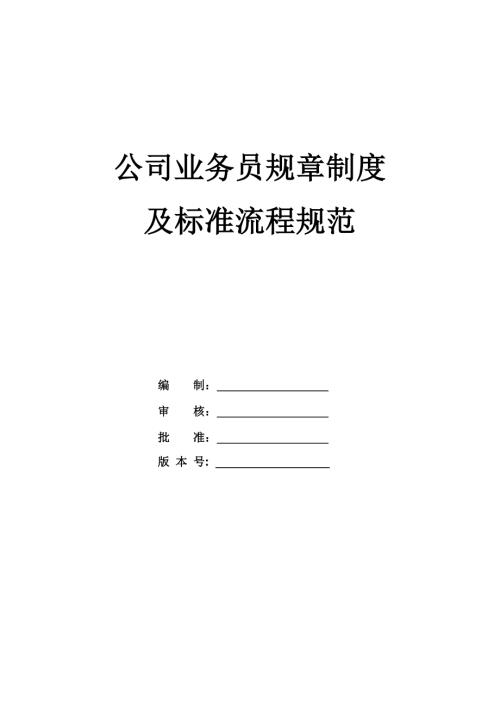 公司業務員規章制度及標準流程規范