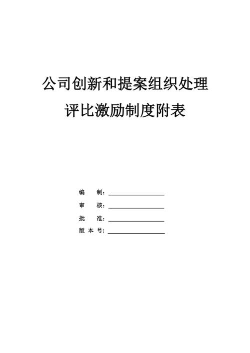 公司創(chuàng)新和提案組織處理評比激勵制度附表