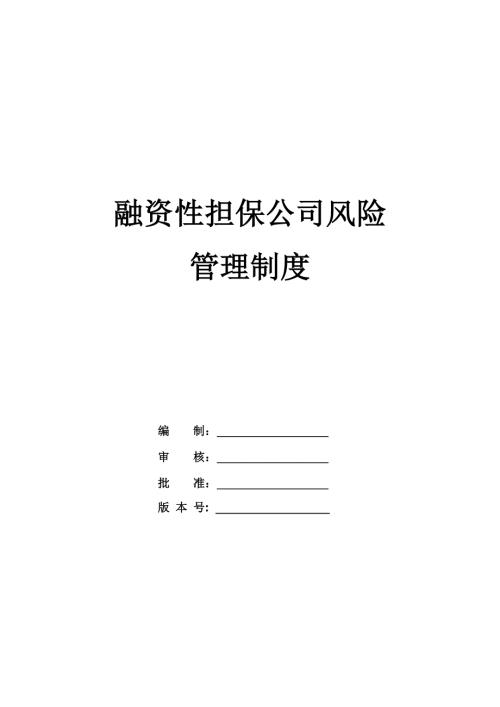 融資性擔(dān)保公司風(fēng)險(xiǎn)管理制度
