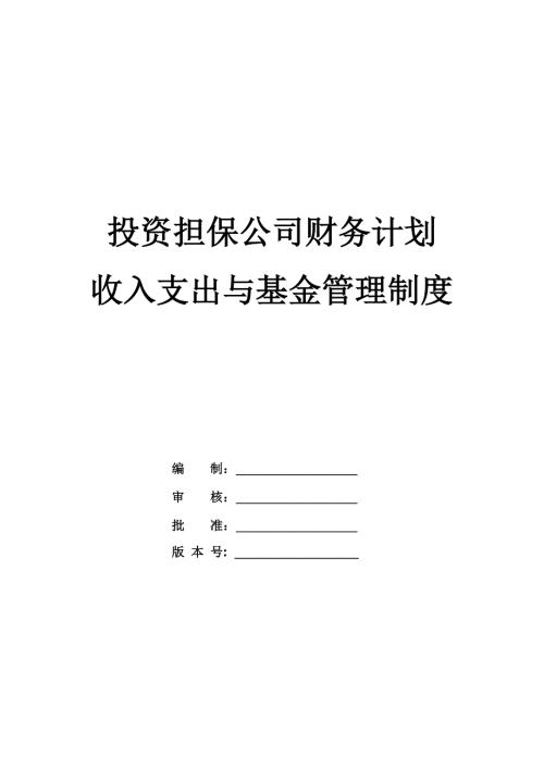 投資擔(dān)保公司財務(wù)計劃收入支出與基金管理制度