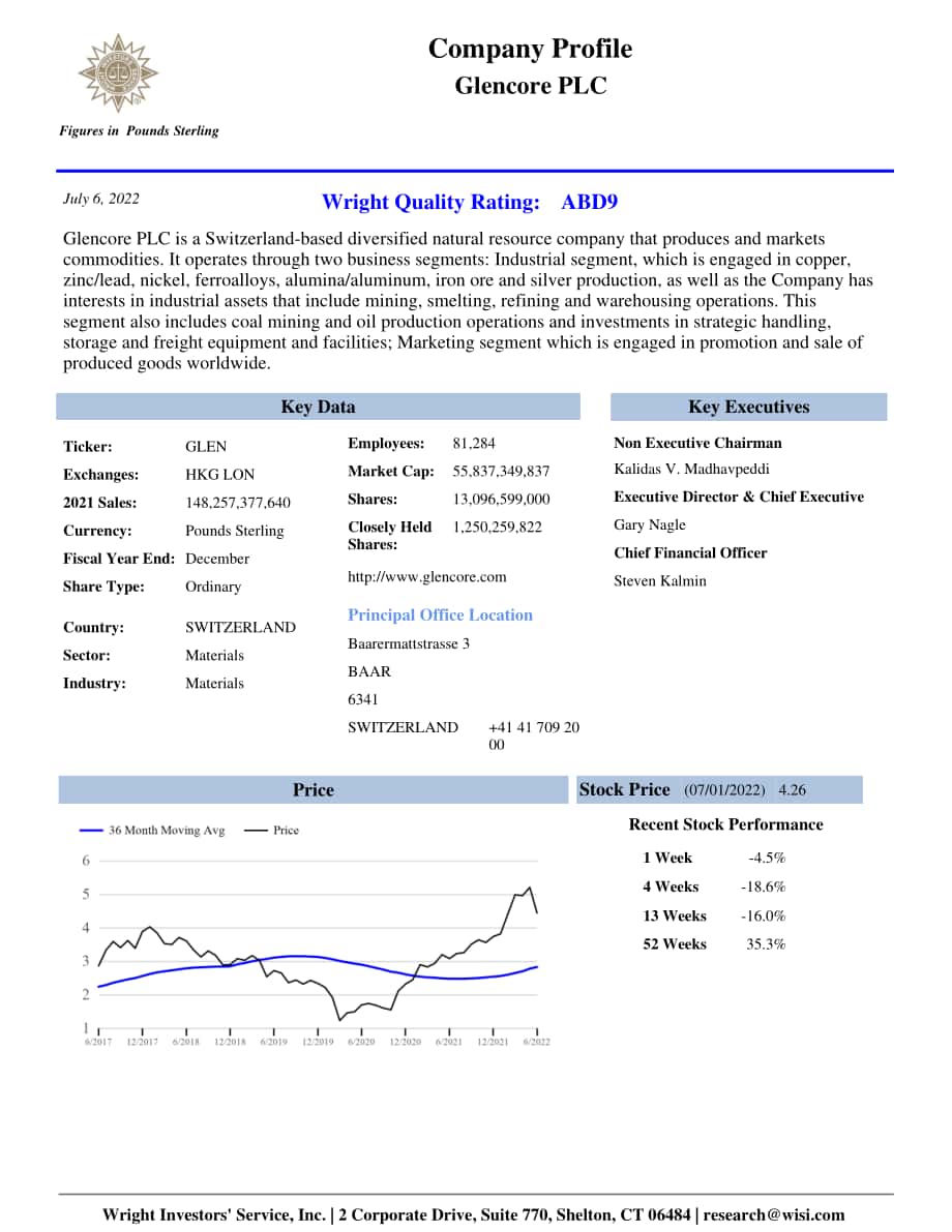 Wright：嘉能可（GLENCORE）公司資金流動報告（英文版）（66頁）.pdf_第1頁