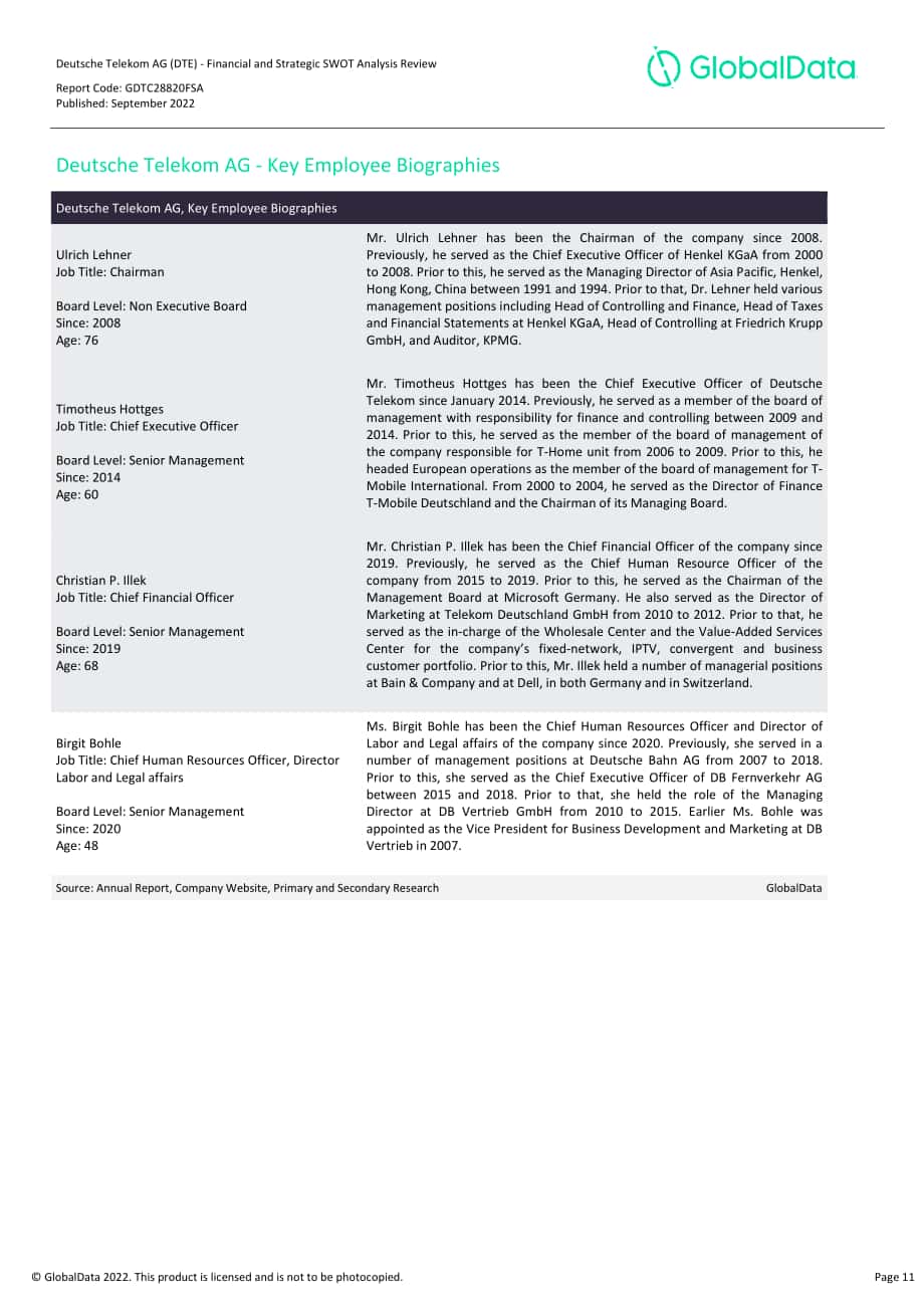 GlobalData：德國電信（DEUTSCHE TELEKOM）財務狀況與SWOT戰略分析綜述報告（英文版）（114頁）.pdf_第11頁