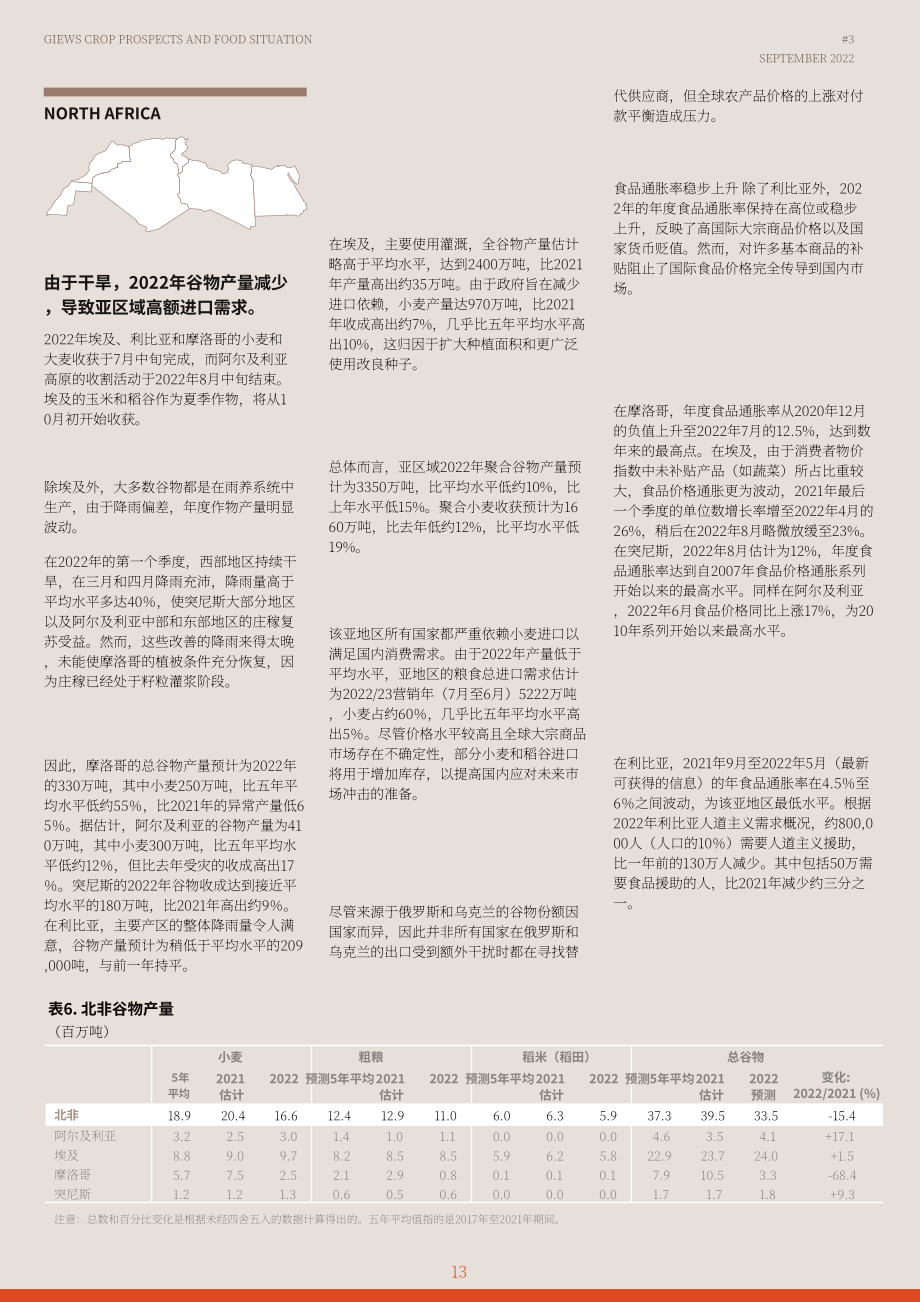 聯合國糧農組織（FAO）：2022年第3期全球作物前景和糧食形勢季度報告（英文版）（46頁）.pdf_第15頁