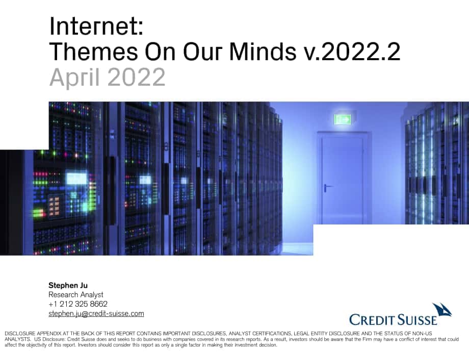 瑞信銀行（Credit Suisse）：互聯網關鍵主題研究報告（英文版）（28頁）.pdf_第1頁