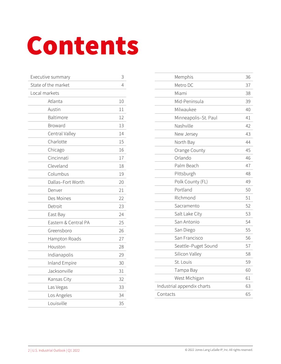 仲量聯行（JLL）：2022年第一季度美國工業展望報告（英文版）（65頁）.pdf_第2頁