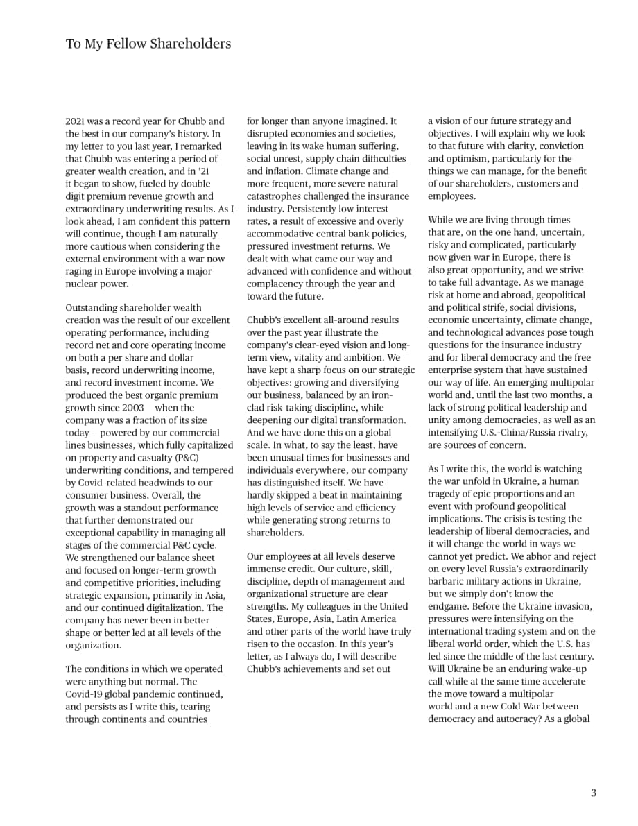 安達保險公司（CHUBB）2021年年度報告（英文版）（292頁）.pdf_第5頁