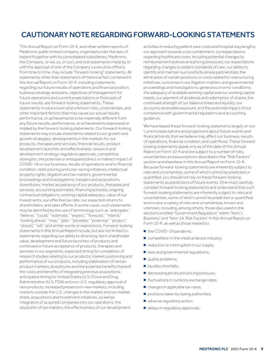 美敦力公司（MEDTRONIC）2021財年年度報告（英文版）（123頁）.pdf_第10頁