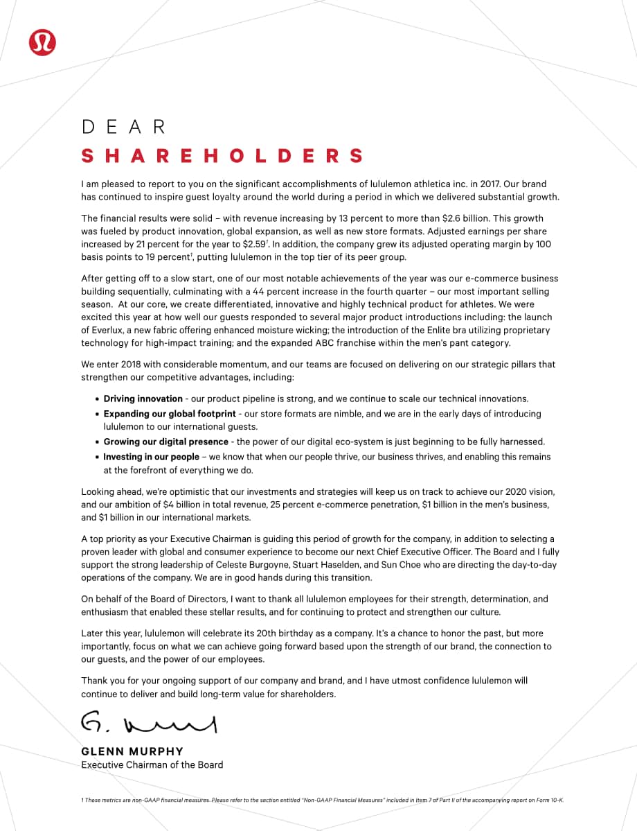 露露樂(lè)蒙（Lululemon）2017年年度報(bào)告（英文版）（92頁(yè)）.pdf_第2頁(yè)