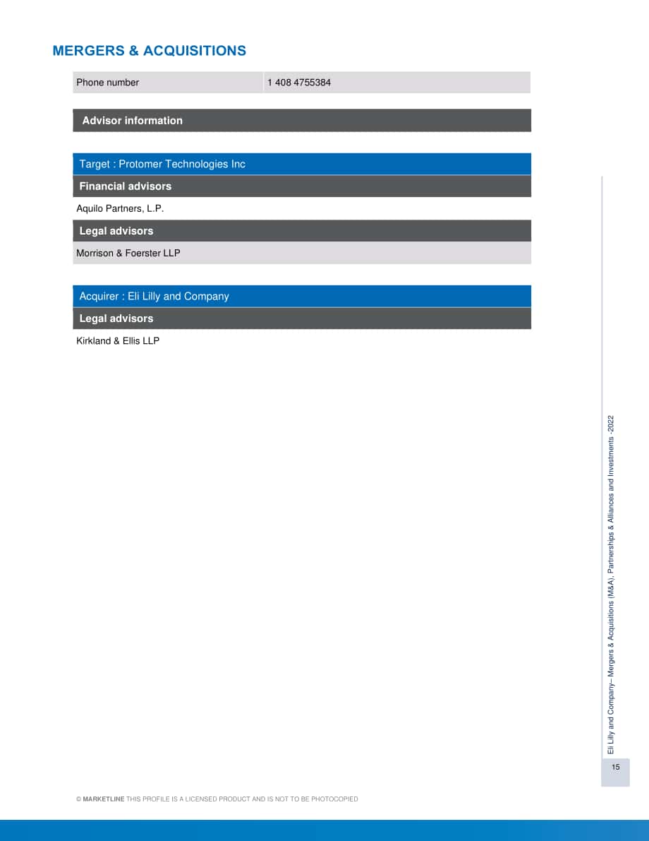 MarketLine：美國禮來公司并購、聯盟與投資分析報告（英文版）（939頁）.pdf_第15頁