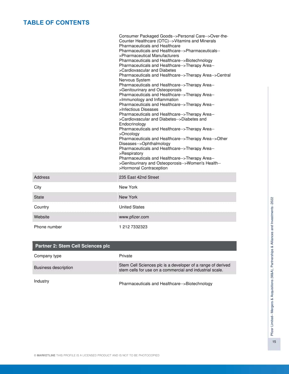 MarketLine：輝瑞制藥有限公司并購、聯盟與投資分析報告（英文版）（67頁）.pdf_第15頁
