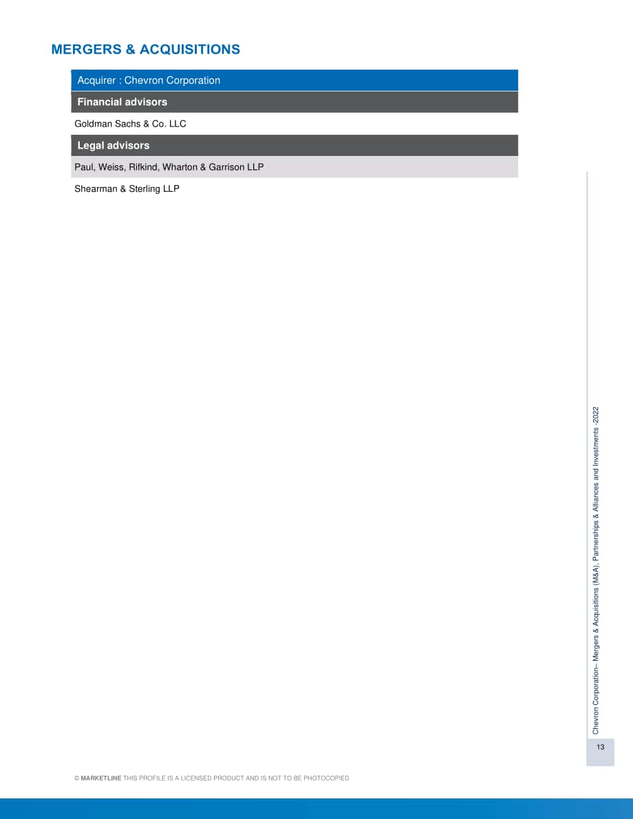MarketLine：雪佛龍（CHEVRON）公司并購、聯盟與投資分析報告（英文版）（200頁）.pdf_第13頁