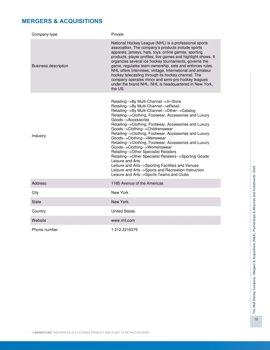 MarketLine：華特迪士尼公司并購、聯盟與投資分析報告（英文版）（160頁）.pdf_第12頁
