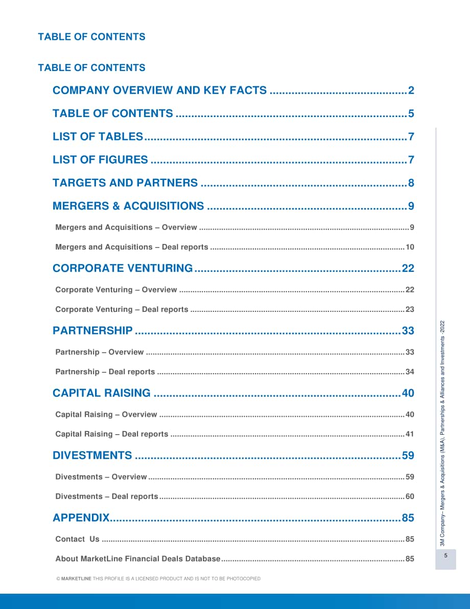 MarketLine：3M公司并購、聯盟與投資分析報告（英文版）（95頁）.pdf_第5頁