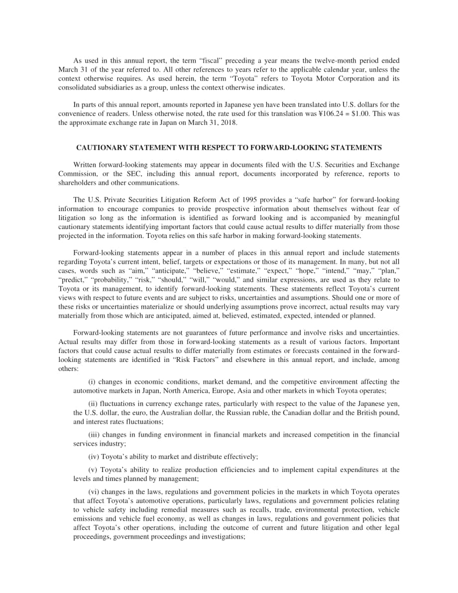 豐田汽車公司（TOYOTA MOTOR）2018財年年度報告（英文版）（239頁）.pdf_第4頁