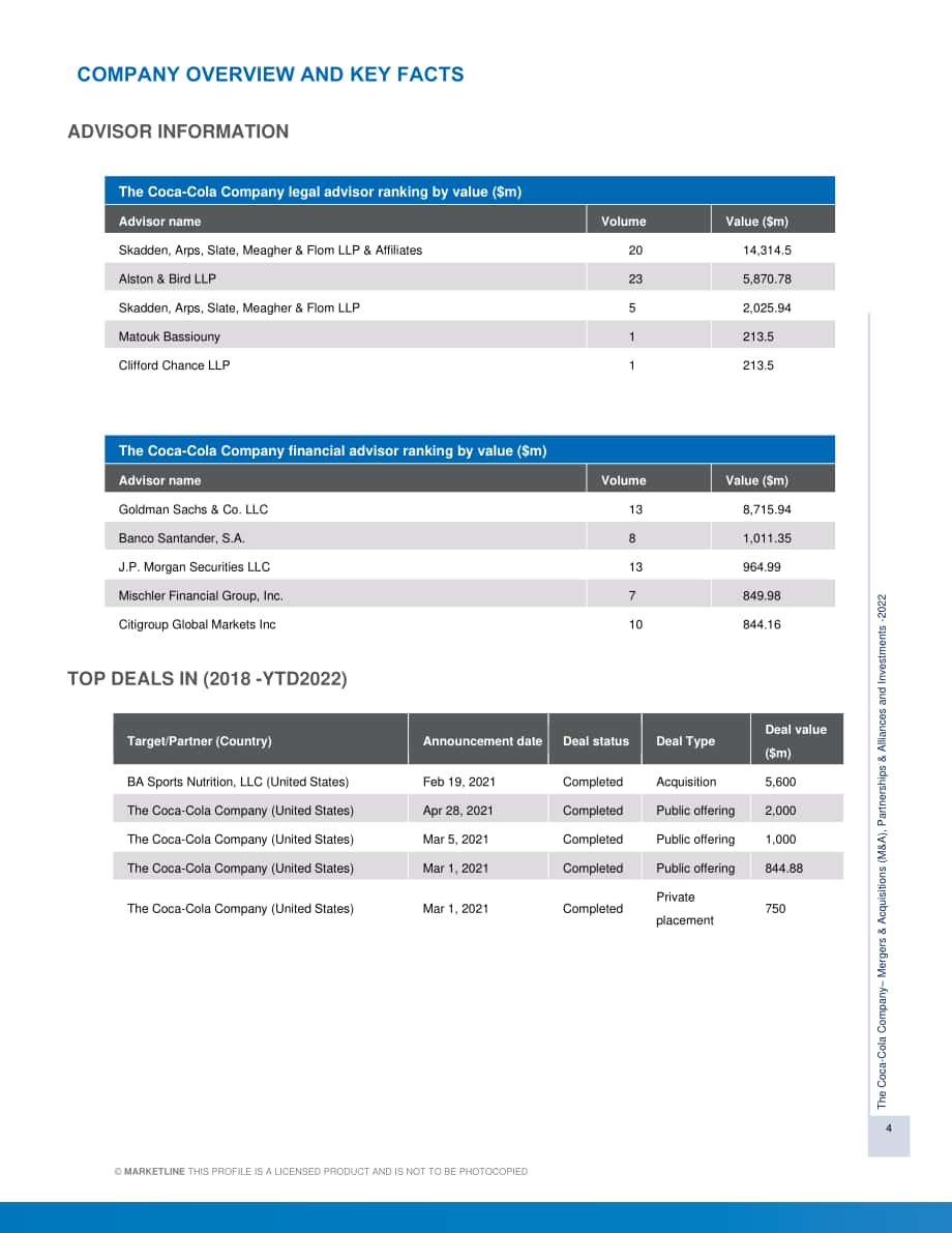 MarketLine：可口可樂公司并購、聯(lián)盟與投資分析報告（英文版）（626頁）.pdf_第4頁