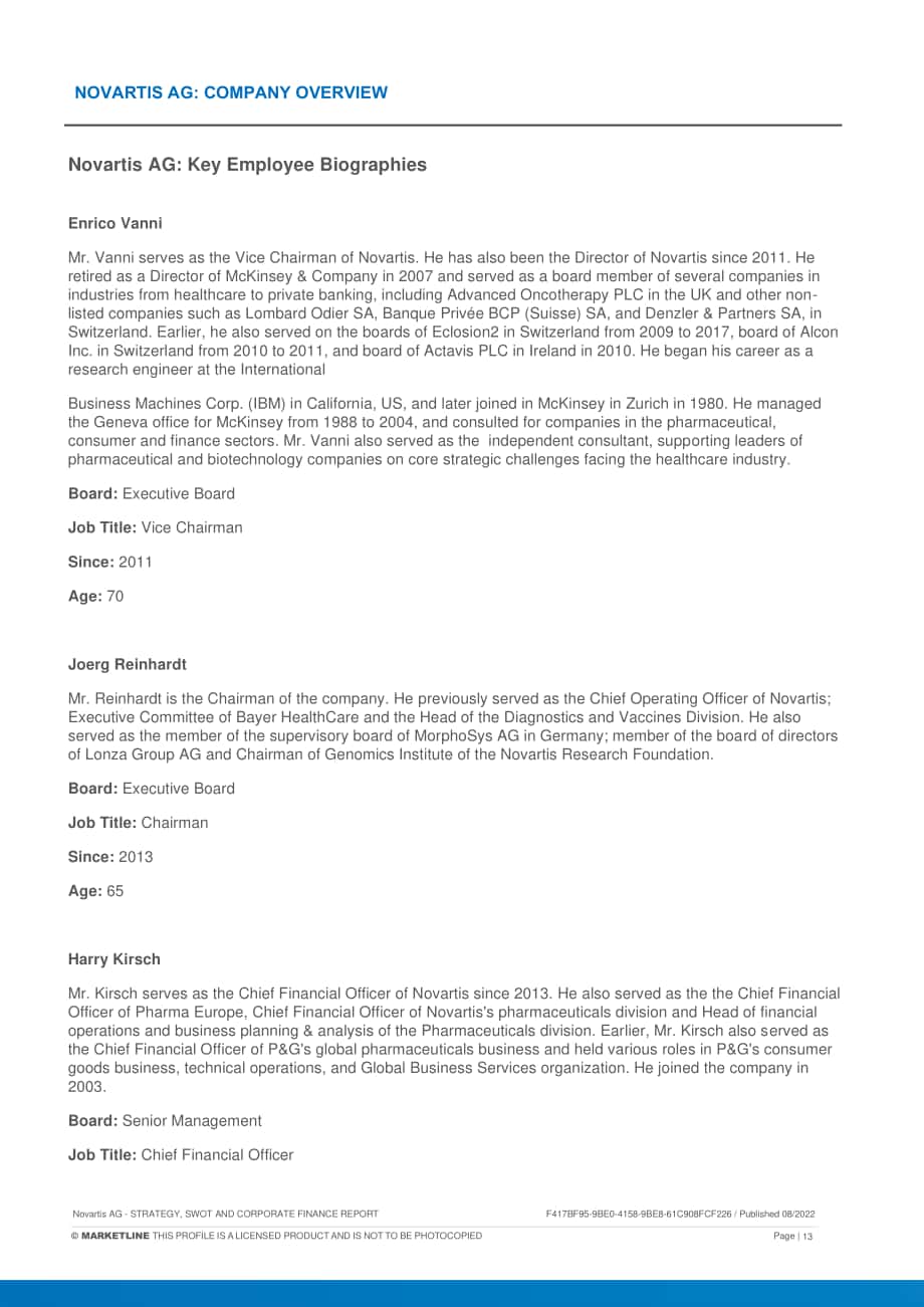 MarketLine：諾華公司（NOVARTIS）發展概況、SWOT與財務狀況深度分析報告（英文版）（78頁）.pdf_第13頁