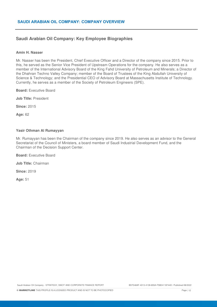 MarketLine：沙特阿美公司（SAUDI ARAMCO）發展概況、SWOT與財務狀況深度分析報告（英文版）（39頁）.pdf_第12頁
