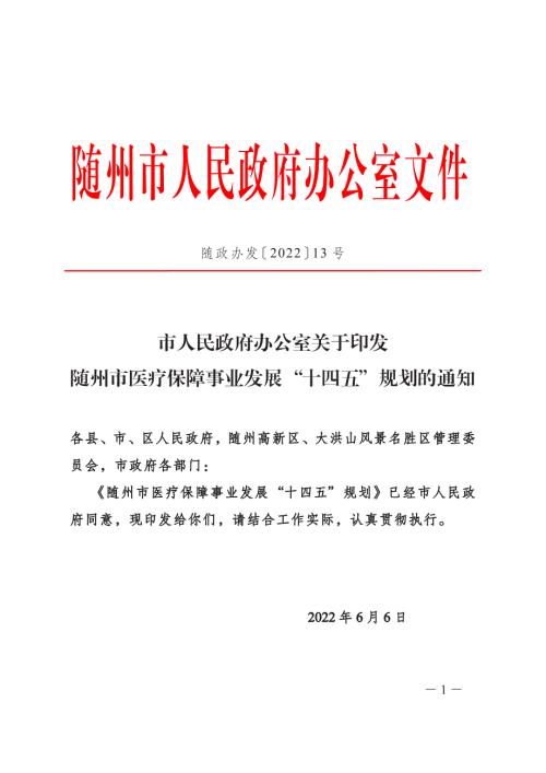 隨州市醫(yī)療保障事業(yè)發(fā)展“十四五”規(guī)劃方案（2021-2025年）（99頁）