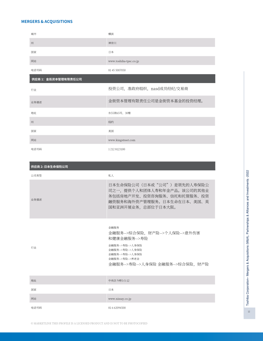 MarketLine：東芝公司并購、聯盟與投資分析報告（英文版）（151頁）.pdf_第12頁