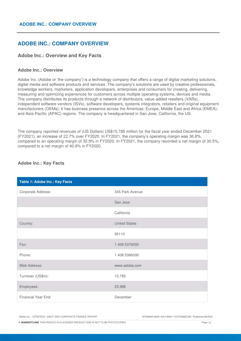 MarketLine：Adobe公司發展概況、SWOT與財務狀況深度分析報告（英文版）（65頁）.pdf_第9頁