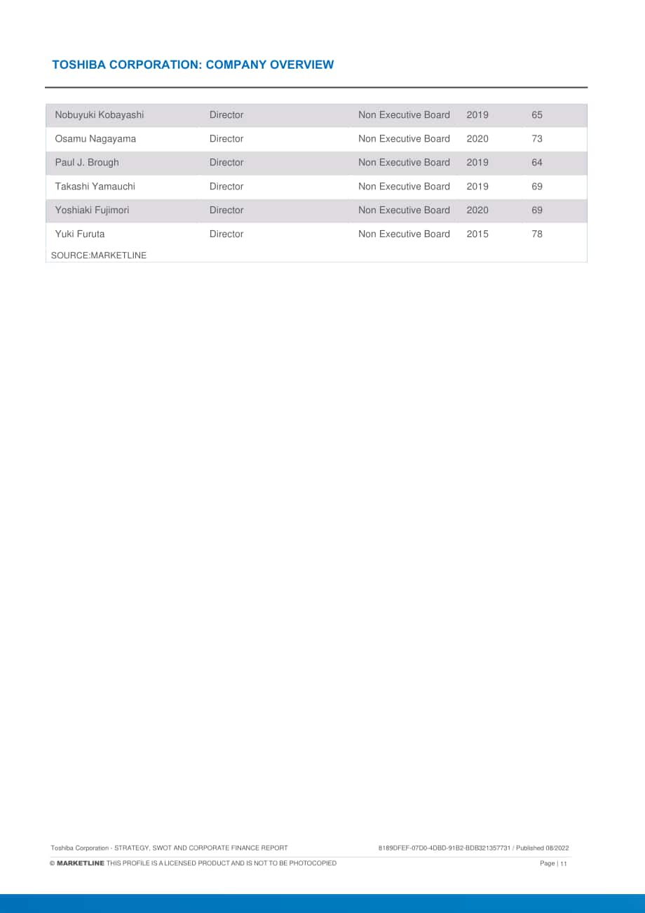 MarketLine：東芝公司發展概況、SWOT與財務狀況深度分析報告（英文版）（111頁）.pdf_第11頁