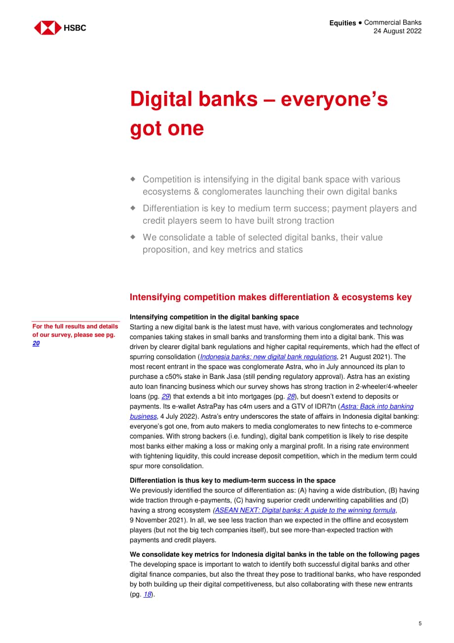 匯豐銀行（HSBC）：2022年印度尼西亞數字金融行業分析報告-對無銀行賬戶和銀行賬戶服務不足的用戶開展爭奪戰（英文版）（54頁）.pdf_第5頁