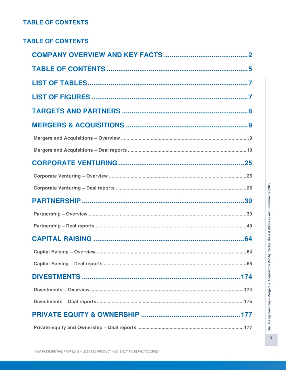MarketLine：波音公司并購、聯盟與投資分析報告（英文版）（188頁）.pdf_第5頁