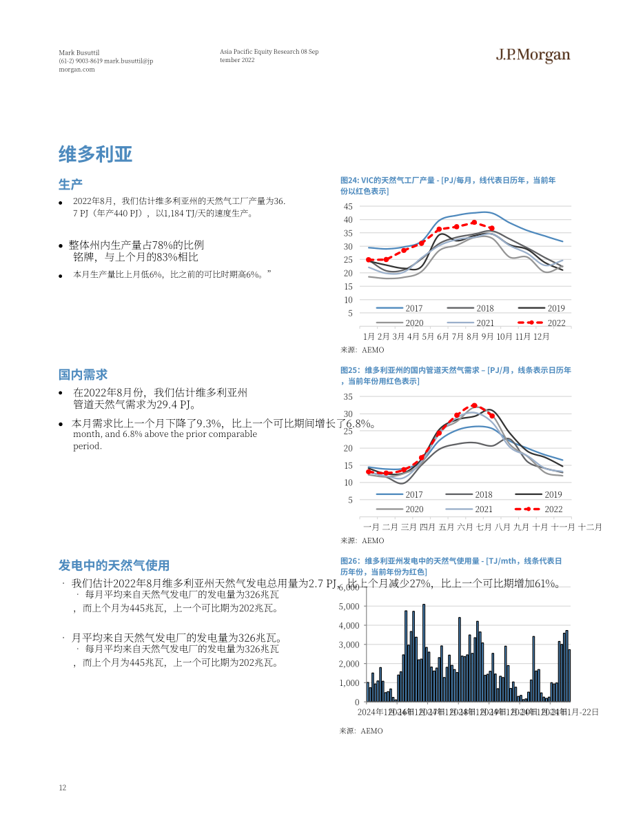 摩根大通（J.P. Morgan）：亞太股市研究-2022年澳大利亞能源和公用事業報告-國內天然氣現貨價格隨全球波動加劇而下跌（英文版）（39頁）.pdf_第12頁