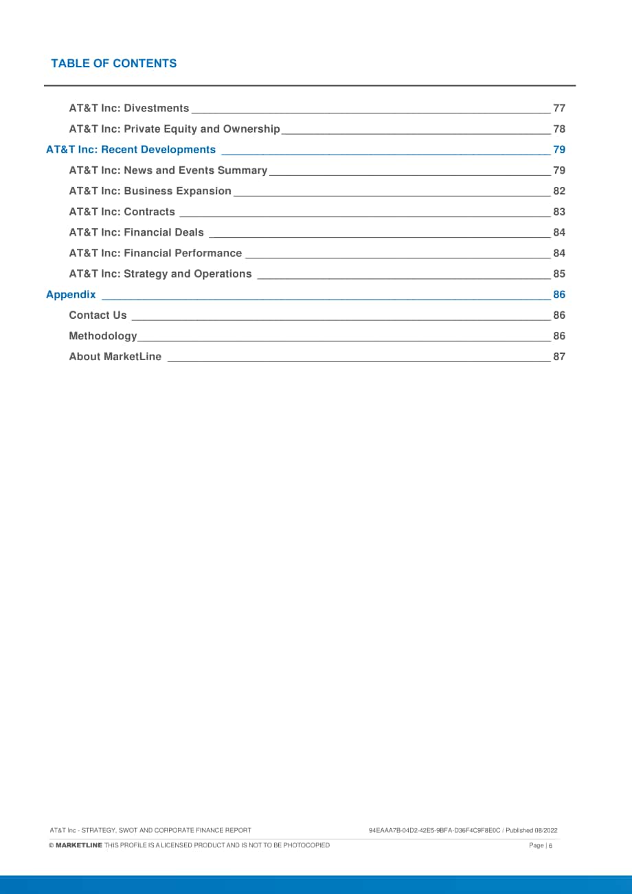 MarketLine：美國電話電報公司（AT&T）發展概況、SWOT與財務狀況深度分析報告（英文版）（88頁）.pdf_第6頁