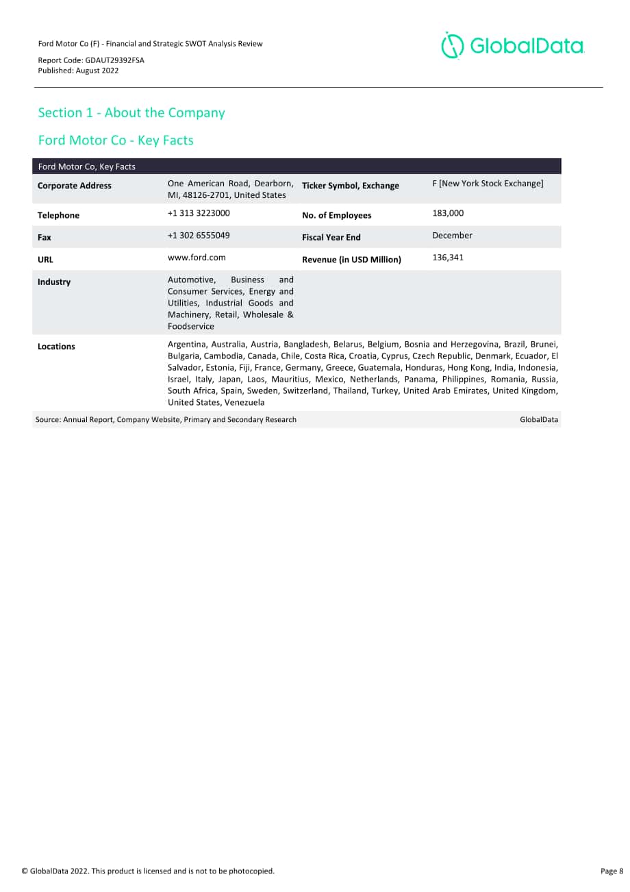GlobalData：福特汽車公司財務狀況與SWOT戰略分析綜述報告（英文版）（163頁）.pdf_第8頁