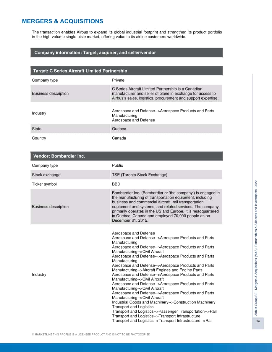 MarketLine：空中客車公司（AIRBUS）并購、聯盟與投資分析報告（英文版）（142頁）.pdf_第14頁