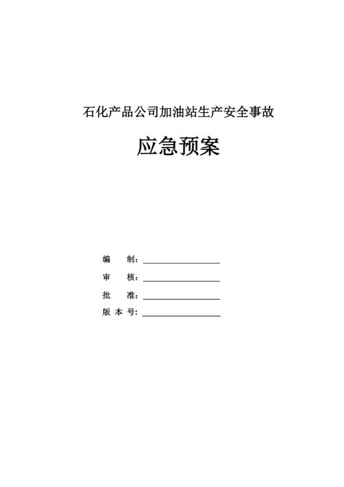 石化產(chǎn)品公司加油站生產(chǎn)安全事故應急預案（63頁）